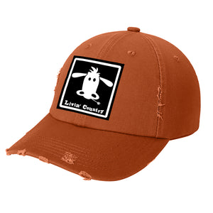 Livin' Country Cow Distressed Patch Hat