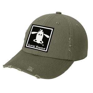 Livin' Country Cow Distressed Patch Hat