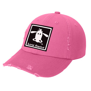 Livin' Country Cow Distressed Patch Hat
