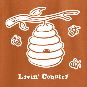 Adult Livin' Country Bee Hive T-shirt