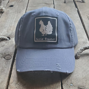 Livin' Country Chicken Distressed Patch Hat