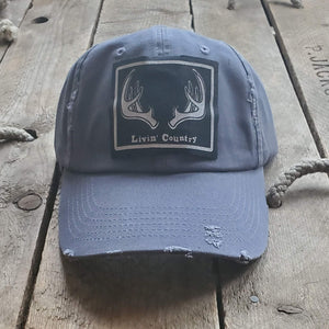Livin' Country Antlers Distressed Patch Hat