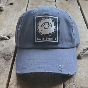 Livin' Country Sheep Distressed Patch Hat