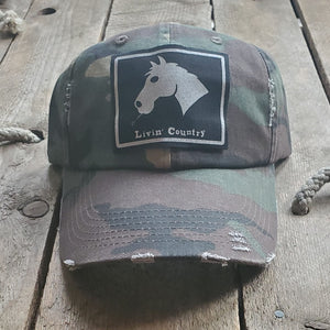 Livin' Country Horse Distressed Patch Hat