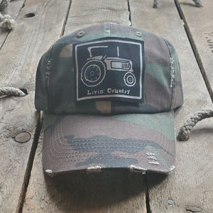 Livin' Country Tractor Distressed Patch Hat