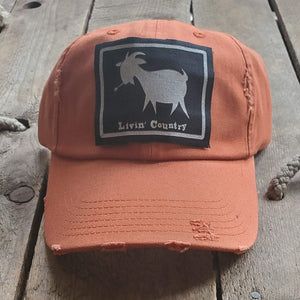 Livin' Country Goat Distressed Patch Hat