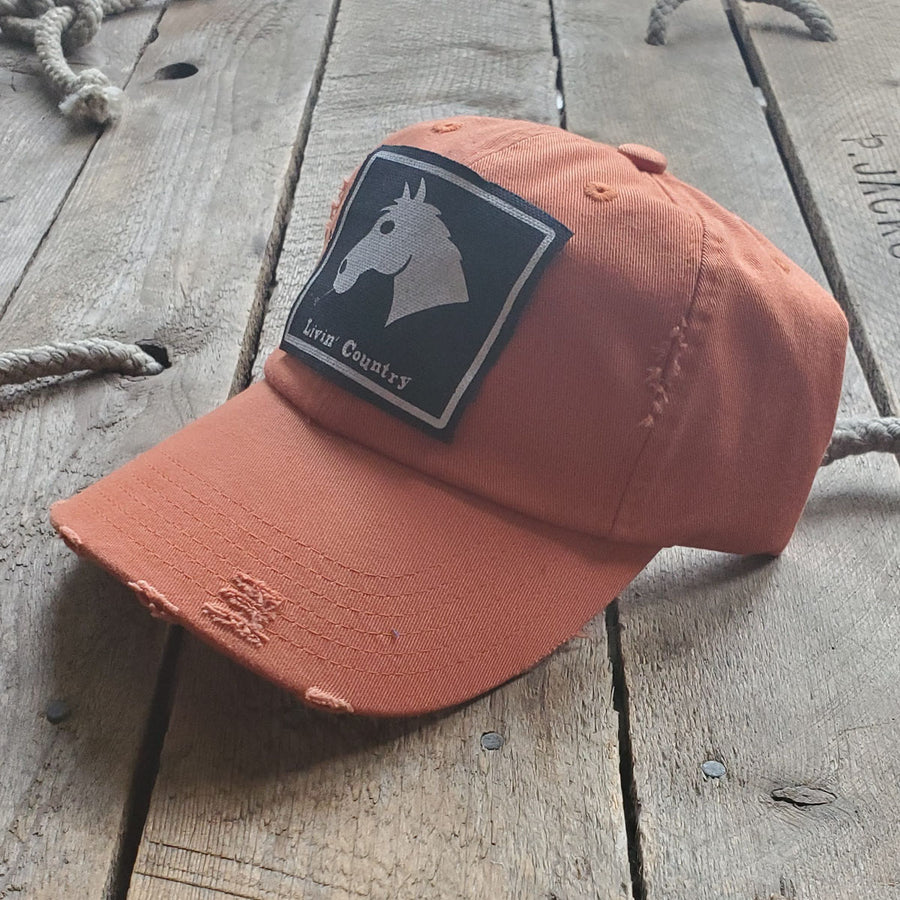Livin' Country Horse Distressed Patch Hat