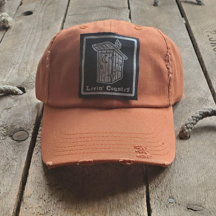 Livin' Country Outhouse Distressed Patch Hat