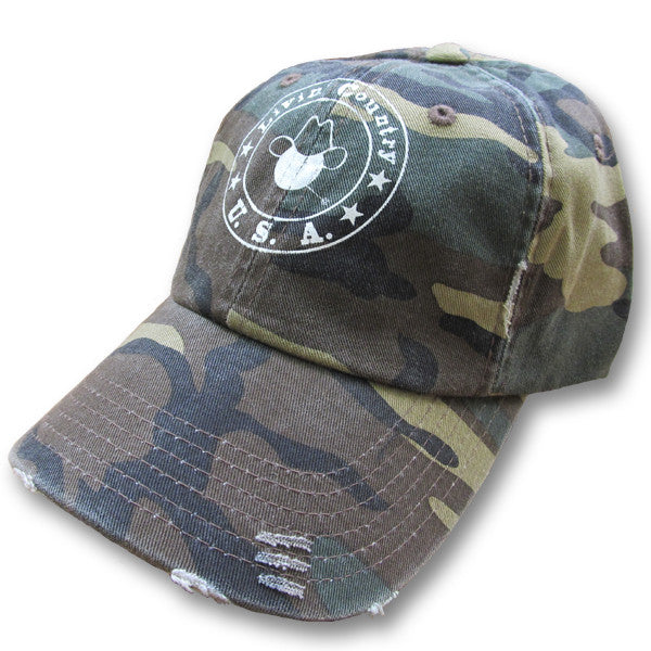 Livin' Country Logo Camo Distressed Cap - Livin' Country Apparel & Accessories
