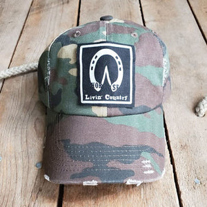 Livin' Country Horse Track Distressed Patch Hat