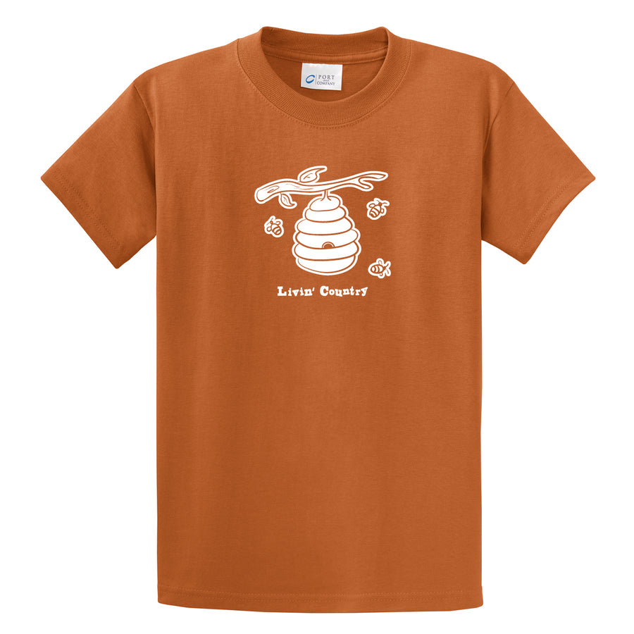 Adult Livin' Country Bee Hive T-shirt