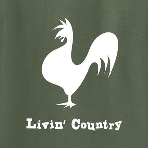 Adult Livin' Country Rooster T-shirt